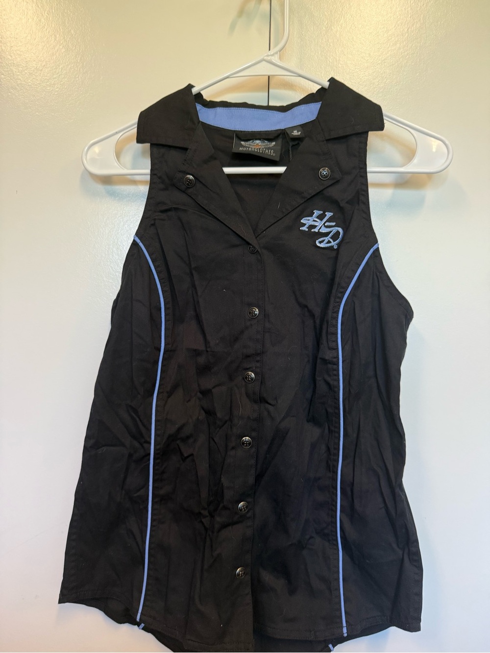 NEW Harley-Davidson Black Sleeveless Button-Front Shirt with logo - sexy